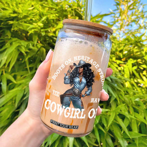 Boots On Heritage Strong Cowgirl On Glass Can African American Black Cowgirl TS11 Print Your Wear