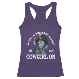 Boots On Heritage Strong Cowgirl On Racerback Tank Top African American Black Cowgirl TS11 Purple Print Your Wear