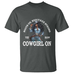 Boots On Heritage Strong Cowgirl On T Shirt African American Black Cowgirl TS11 Dark Heather Print Your Wear
