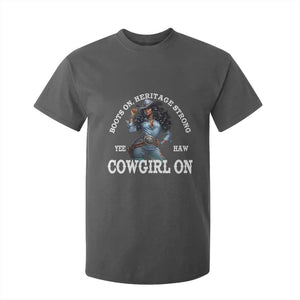Boots On Heritage Strong Cowgirl On T Shirt For Kid African American Black Cowgirl TS11 Dark Heather Print Your Wear