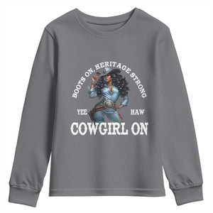 Boots On Heritage Strong Cowgirl On Youth Sweatshirt African American Black Cowgirl TS11 Charcoal Print Your Wear