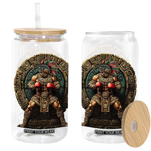 Boxing Mexico Glass Can Aztec Warrior Mexican Dad Gifts TS10 Black Print Your Wear