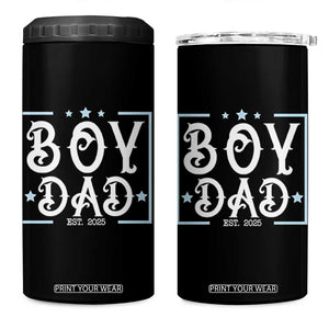Boy Dad Est 2025 4 in 1 Can Cooler Tumbler Expect Baby Boy Son Fathers Day 2025 TS10 One Size: 16 oz Black Print Your Wear