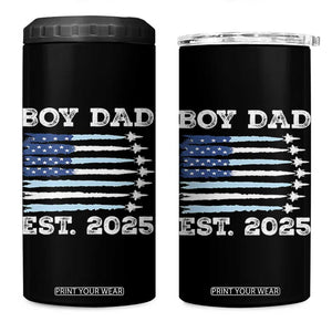 Boy Dad Est 2025 4 in 1 Can Cooler Tumbler Newborn Daddy Father Baby Boy Son USA Flag Fighter Jets TS10 One Size: 16 oz Black Print Your Wear