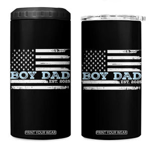 Boy Dad Est 2025 4 in 1 Can Cooler Tumbler Newborn Daddy Father Baby Boy Son USA Flag TS10 One Size: 16 oz Black Print Your Wear