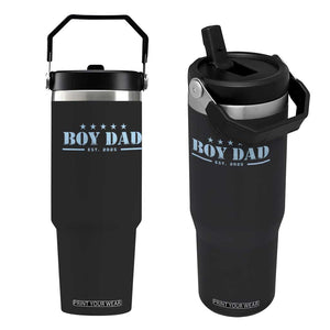 Boy Dad Est 2025 Flip Straw Tumbler Expect Baby Boy Son Father 2025 TS10 One Size: 30 oz Black Print Your Wear