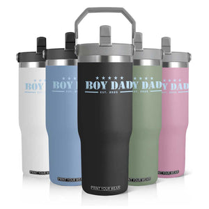 Boy Dad Est 2025 Flip Straw Tumbler Expect Baby Boy Son Father 2025 TS10 Print Your Wear