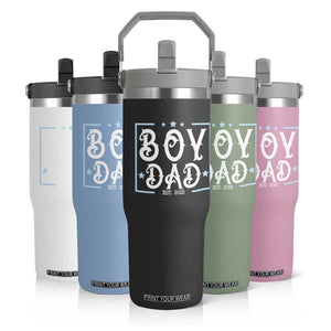 Boy Dad Est 2025 Flip Straw Tumbler Expect Baby Boy Son Fathers Day 2025 TS10 Print Your Wear