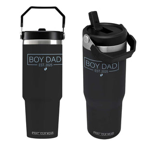 Boy Dad Est 2025 Flip Straw Tumbler Newborn Daddy Father Baby Boy Son Expect Baby TS10 One Size: 30 oz Black Print Your Wear