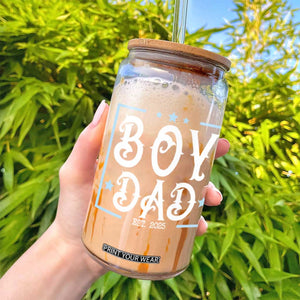 Boy Dad Est 2025 Glass Can Expect Baby Boy Son Fathers Day 2025 TS10 Print Your Wear