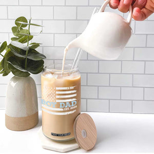 Boy Dad Est 2025 Glass Can Newborn Daddy Father Baby Boy Son USA Flag TS10 Print Your Wear