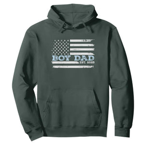 Boy Dad Est 2025 Hoodie Daddy Of Newborn Baby Boy First Fathers Day USA Flag TS10 Dark Forest Green Print Your Wear