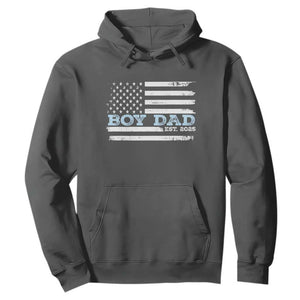 Boy Dad Est 2025 Hoodie Daddy Of Newborn Baby Boy First Fathers Day USA Flag TS10 Dark Heather Print Your Wear