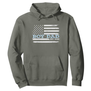 Boy Dad Est 2025 Hoodie Daddy Of Newborn Baby Boy First Fathers Day USA Flag TS10 Military Green Print Your Wear