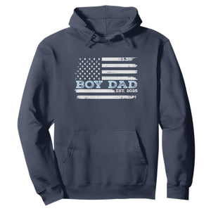 Boy Dad Est 2025 Hoodie Daddy Of Newborn Baby Boy First Fathers Day USA Flag TS10 Navy Print Your Wear