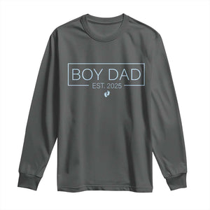 Boy Dad Est 2025 Long Sleeve Shirt Daddy Of Newborn Baby Boy First Fathers Day TS10 Dark Heather Print Your Wear