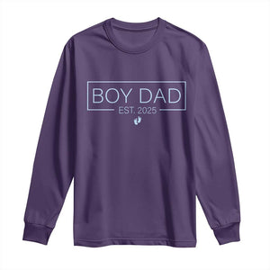 Boy Dad Est 2025 Long Sleeve Shirt Daddy Of Newborn Baby Boy First Fathers Day TS10 Purple Print Your Wear