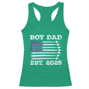 Boy Dad Est 2025 Racerback Tank Top Newborn Daddy Father Baby Boy Son USA Flag Fighter Jets TS10 Irish Green Print Your Wear