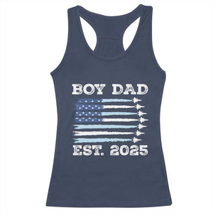 Boy Dad Est 2025 Racerback Tank Top Newborn Daddy Father Baby Boy Son USA Flag Fighter Jets TS10 Navy Print Your Wear