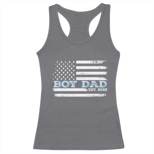 Boy Dad Est 2025 Racerback Tank Top Newborn Daddy Father Baby Boy Son USA Flag TS10 Charcoal Print Your Wear