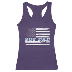 Boy Dad Est 2025 Racerback Tank Top Newborn Daddy Father Baby Boy Son USA Flag TS10 Purple Print Your Wear