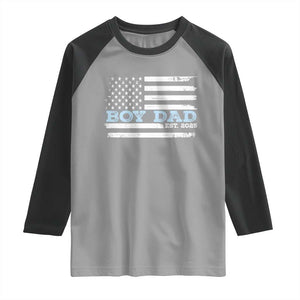 Boy Dad Est 2025 Raglan Shirt Daddy Of Newborn Baby Boy First Fathers Day USA Flag TS10 Sport Gray Black Print Your Wear