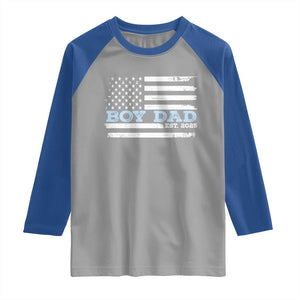 Boy Dad Est 2025 Raglan Shirt Daddy Of Newborn Baby Boy First Fathers Day USA Flag TS10 Sport Gray Royal Print Your Wear