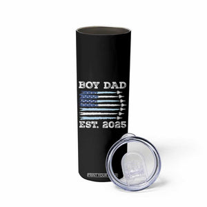 Boy Dad Est 2025 Skinny Tumbler Newborn Daddy Father Baby Boy Son USA Flag Fighter Jets TS10 Print Your Wear
