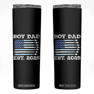 Boy Dad Est 2025 Skinny Tumbler Newborn Daddy Father Baby Boy Son USA Flag Fighter Jets TS10 Black Print Your Wear