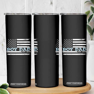 Boy Dad Est 2025 Skinny Tumbler Newborn Daddy Father Baby Boy Son USA Flag TS10 Print Your Wear