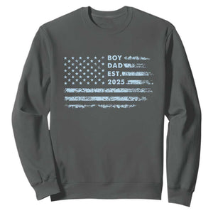 Boy Dad Est 2025 Sweatshirt American Flag First Fathers Day TS10 Dark Heather Print Your Wear