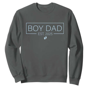 Boy Dad Est 2025 Sweatshirt Daddy Of Newborn Baby Boy First Fathers Day TS10 Dark Heather Print Your Wear