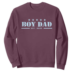 Boy Dad Est 2025 Sweatshirt Expecting Baby Boy 2025 TS10 Maroon Print Your Wear
