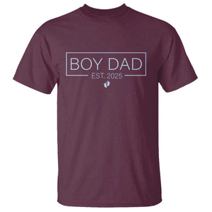 Boy Dad Est 2025 T Shirt Daddy Of Newborn Baby Boy First Fathers Day TS10 Maroon Print Your Wear