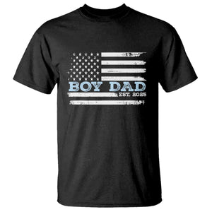 Boy Dad Est 2025 T Shirt Daddy Of Newborn Baby Boy First Fathers Day USA Flag TS10 Black Print Your Wear