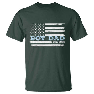 Boy Dad Est 2025 T Shirt Daddy Of Newborn Baby Boy First Fathers Day USA Flag TS10 Dark Forest Green Print Your Wear