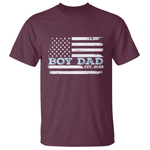 Boy Dad Est 2025 T Shirt Daddy Of Newborn Baby Boy First Fathers Day USA Flag TS10 Maroon Print Your Wear