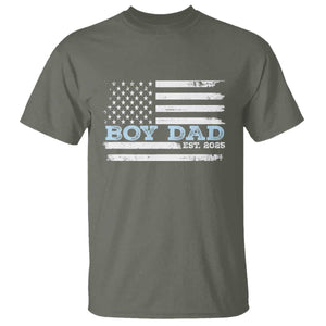 Boy Dad Est 2025 T Shirt Daddy Of Newborn Baby Boy First Fathers Day USA Flag TS10 Military Green Print Your Wear
