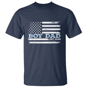 Boy Dad Est 2025 T Shirt Daddy Of Newborn Baby Boy First Fathers Day USA Flag TS10 Navy Print Your Wear
