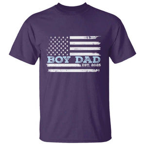 Boy Dad Est 2025 T Shirt Daddy Of Newborn Baby Boy First Fathers Day USA Flag TS10 Purple Print Your Wear