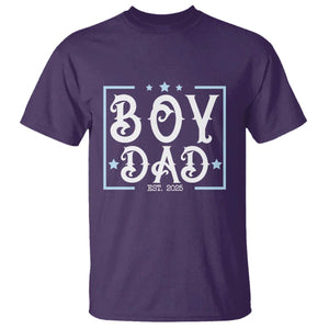 Boy Dad Est 2025 T Shirt Expect Baby Boy Fathers Day 2025 TS10 Purple Print Your Wear