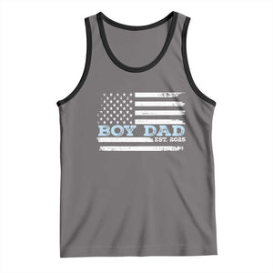Boy Dad Est 2025 Tank Top Daddy Of Newborn Baby Boy First Fathers Day USA Flag TS10 Deep Heather Black Print Your Wear