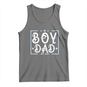 Boy Dad Est 2025 Tank Top Expect Baby Boy Fathers Day 2025 TS10 Black Heather Print Your Wear