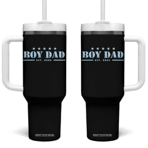 Boy Dad Est 2025 Tumbler With Handle Expect Baby Boy Son Father 2025 TS10 One Size: 40 oz Black Print Your Wear