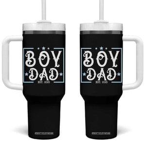 Boy Dad Est 2025 Tumbler With Handle Expect Baby Boy Son Fathers Day 2025 TS10 One Size: 40 oz Black Print Your Wear
