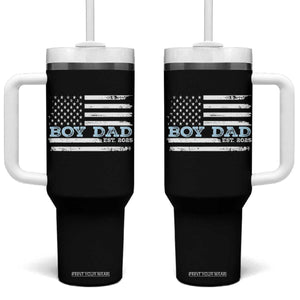 Boy Dad Est 2025 Tumbler With Handle Newborn Daddy Father Baby Boy Son USA Flag TS10 One Size: 40 oz Black Print Your Wear