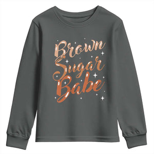 Brown Sugar Babe Youth Sweatshirt Proud Woman Melanin Pride Black Girl TS10 Dark Heather Print Your Wear
