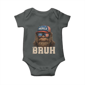 Funny Bigfoot Merica Baby Onesie Funny Patriotic Bruh 4th of July Infant Bodysuit TS10 Dark Heather Print Your Wear