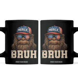 Bruh Bigfoot Merica Coffee Mug American Flag Patriotic 4th Of July TS10 Black Print Your Wear