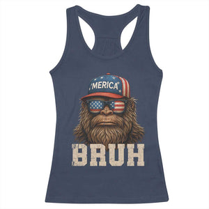 Bruh Bigfoot Merica Racerback Tank Top American Flag Patriotic 4th Of July TS10 Navy Print Your Wear